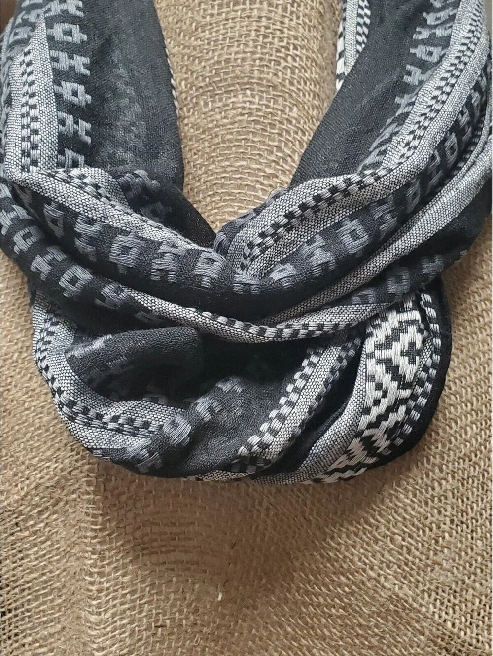 Boho Geometric Mixed-Pattern Infinity Scarf